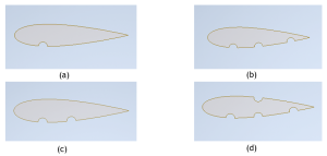 Different Dimple arrangements on NACA 0021 airfoil blade for investigation